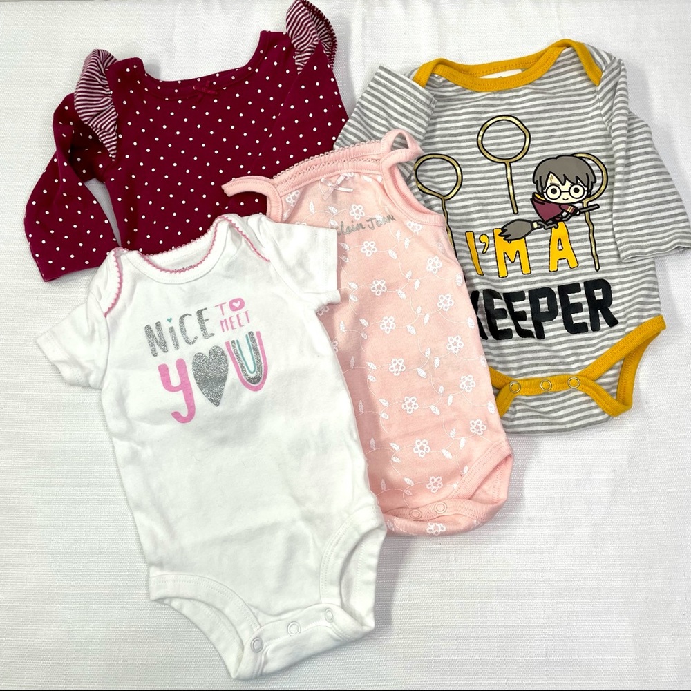 Snap Bottom Onesie Lot | Girls Baby Bundle Carter's / Harry Potter Calvin Klein
